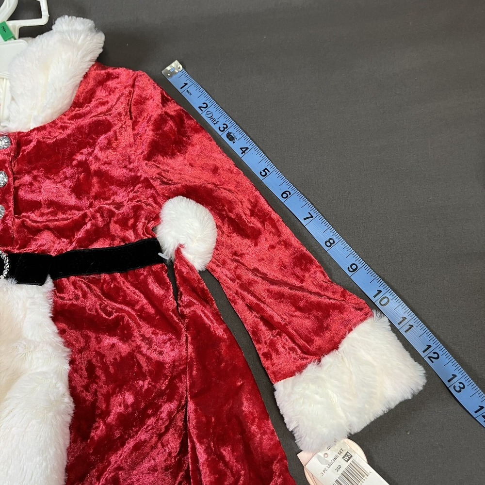 Little Lass Girl Skirt Tights Hat Set / 2T / Santa / 3 Pieces /Christmas Holiday - Picture 4 of 16